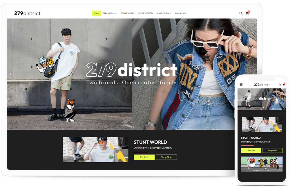 ทำเว็บไซต์ แบรนด์เสื้อผ้าไทย 279district